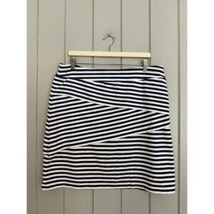 J. McLaughlin Skirt XL Catalina Cloth Nicola Stripe Tiered Skirt Navy Blue White